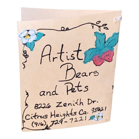 Handmade Mohair Jointed Bear Sherry's Beary Patch Artisan Height 4.5”, Length 5” - Picture 7 of 8